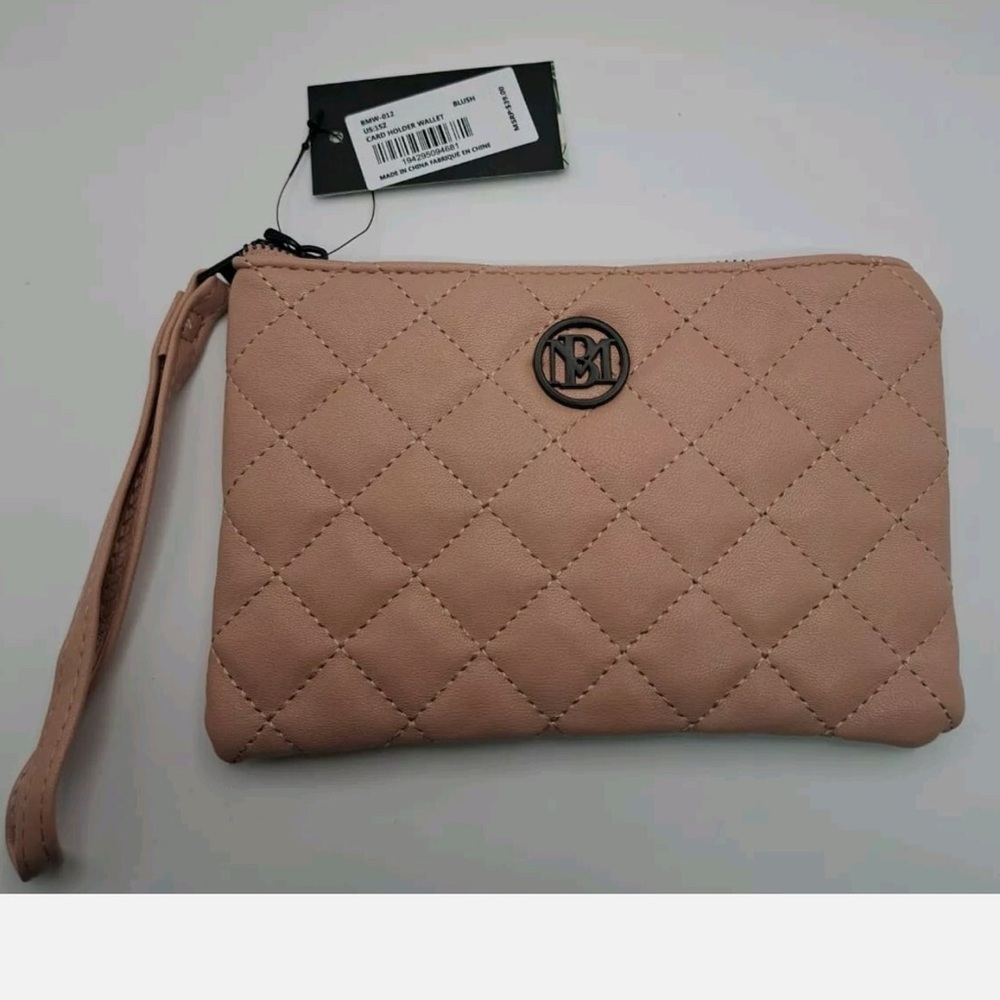 Badgley Mischka Quilted Blush card holder wallet